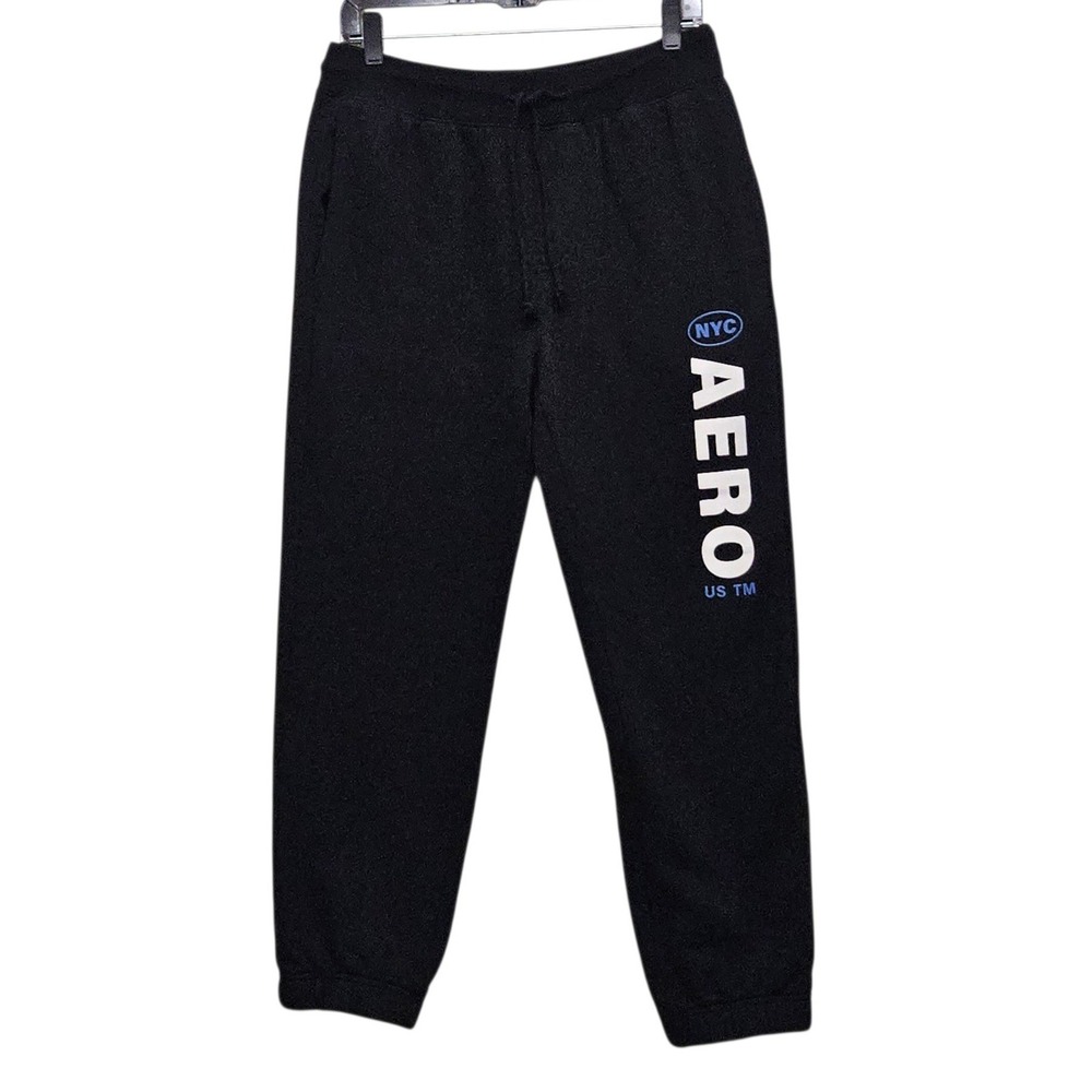 Aeropostale Classic Sweatpants Mens S Black Graphic Jogger Fleece‎ Loungewear